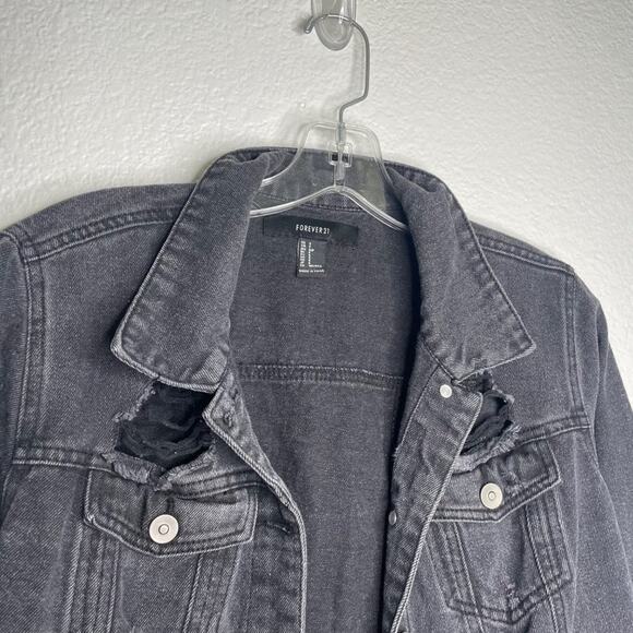 Forever 21 Womens Jacket Size S Faded Black Button Front Long Sleeve Casual - Picture 10 of 13